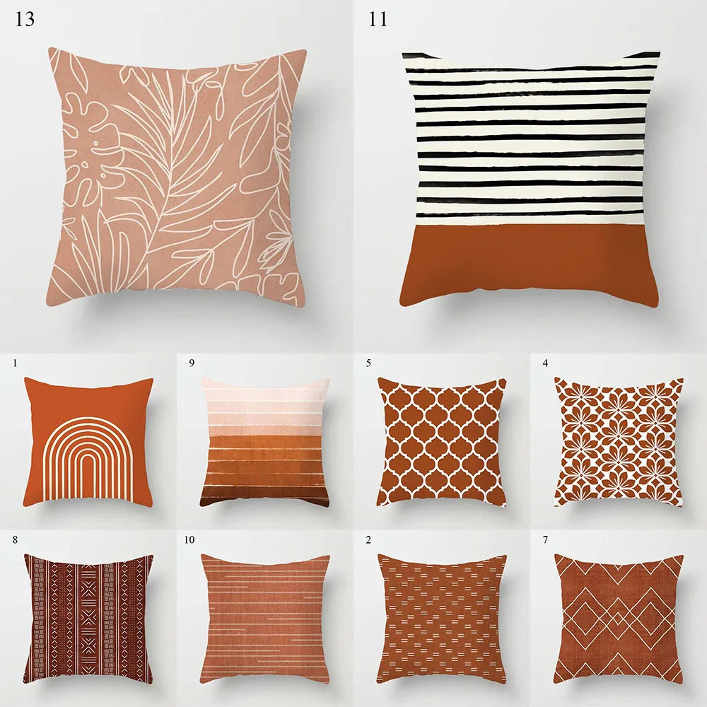 

Brown series modern minimalist printed square cushion cover for home living room sofa decorative stripe pillowcase 45 * 45cm