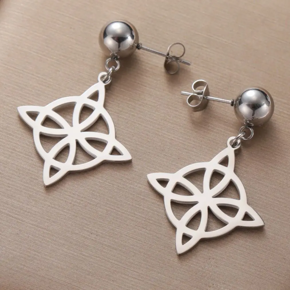 LIKGREAT Stainless Steel Witches Knot Stud Earrings for Women Irish Lucky Celtics knot Amulet Earring Jewelry Gifts Wholesale - view 5
