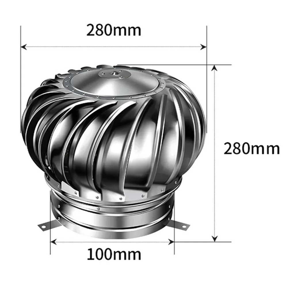 Stainless Steel Roof Ventilation Exchanger For Industrial Flue Applications With Wind Ball And Wind Cap Wind Powered