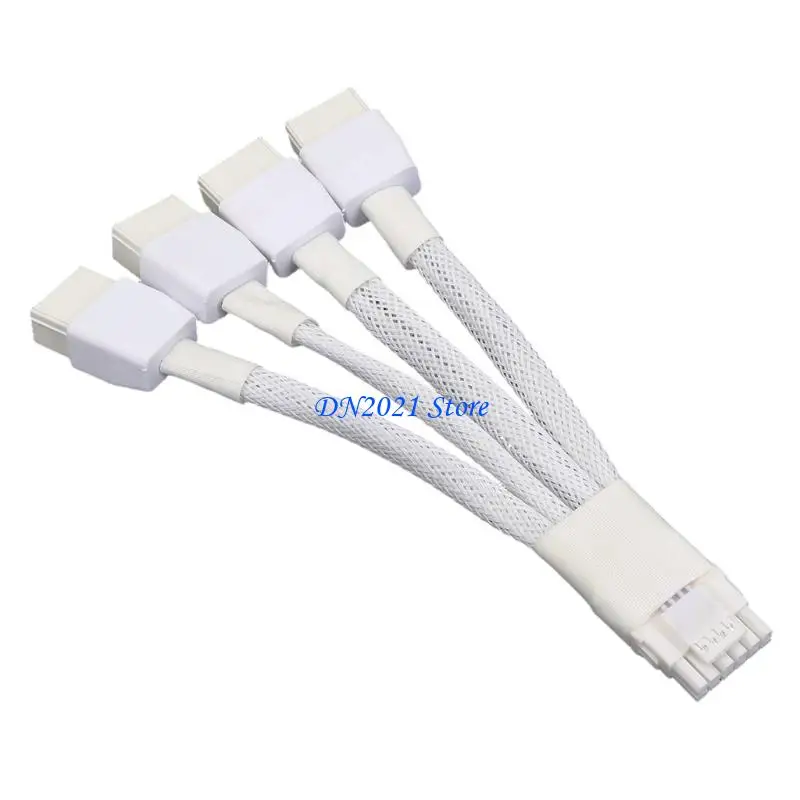 F3KE Easy to Installs White Braided 8Pin to 16Pin 12VHPWR Cable for DIY Builders and GPUs Providing Stable Power Transmission