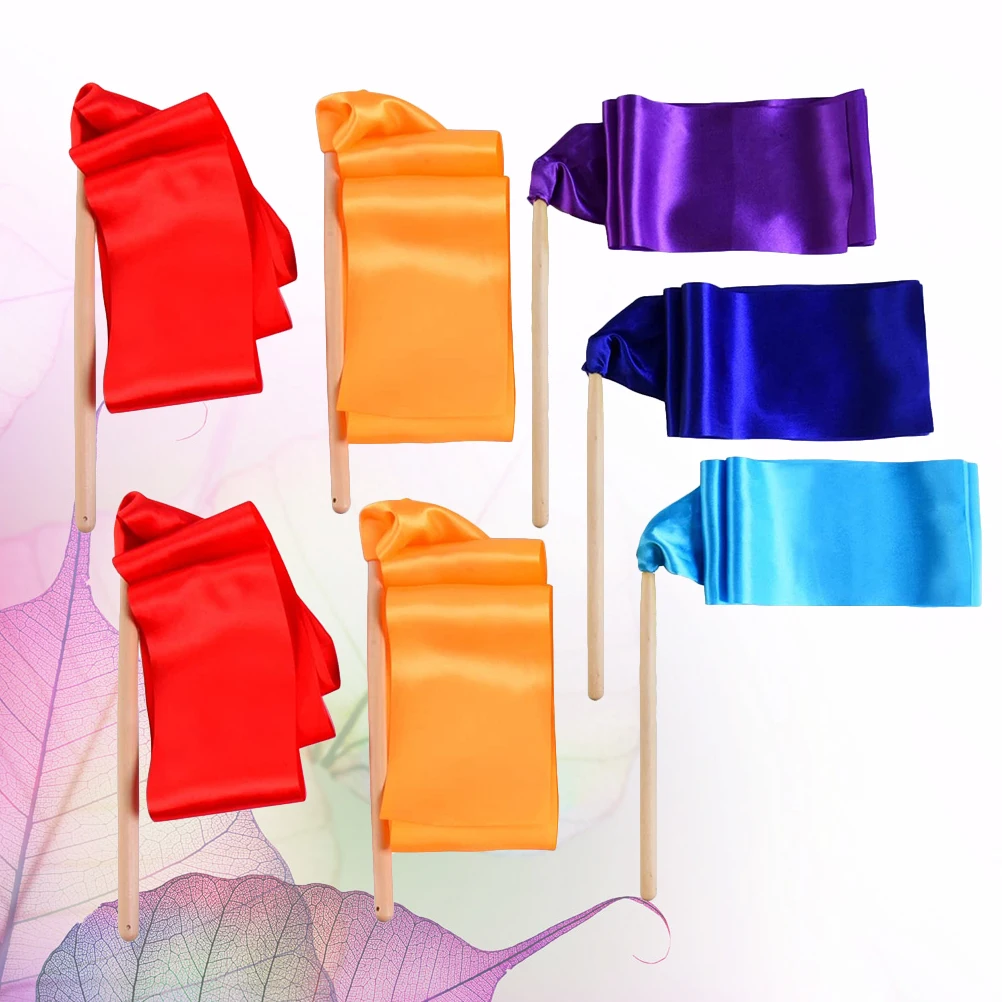 

Dance Ribbon Streamer Kids Gymnastics Rhythmic Silk Ribbon Durable Lightweight Portable Solid Wood H Streamers