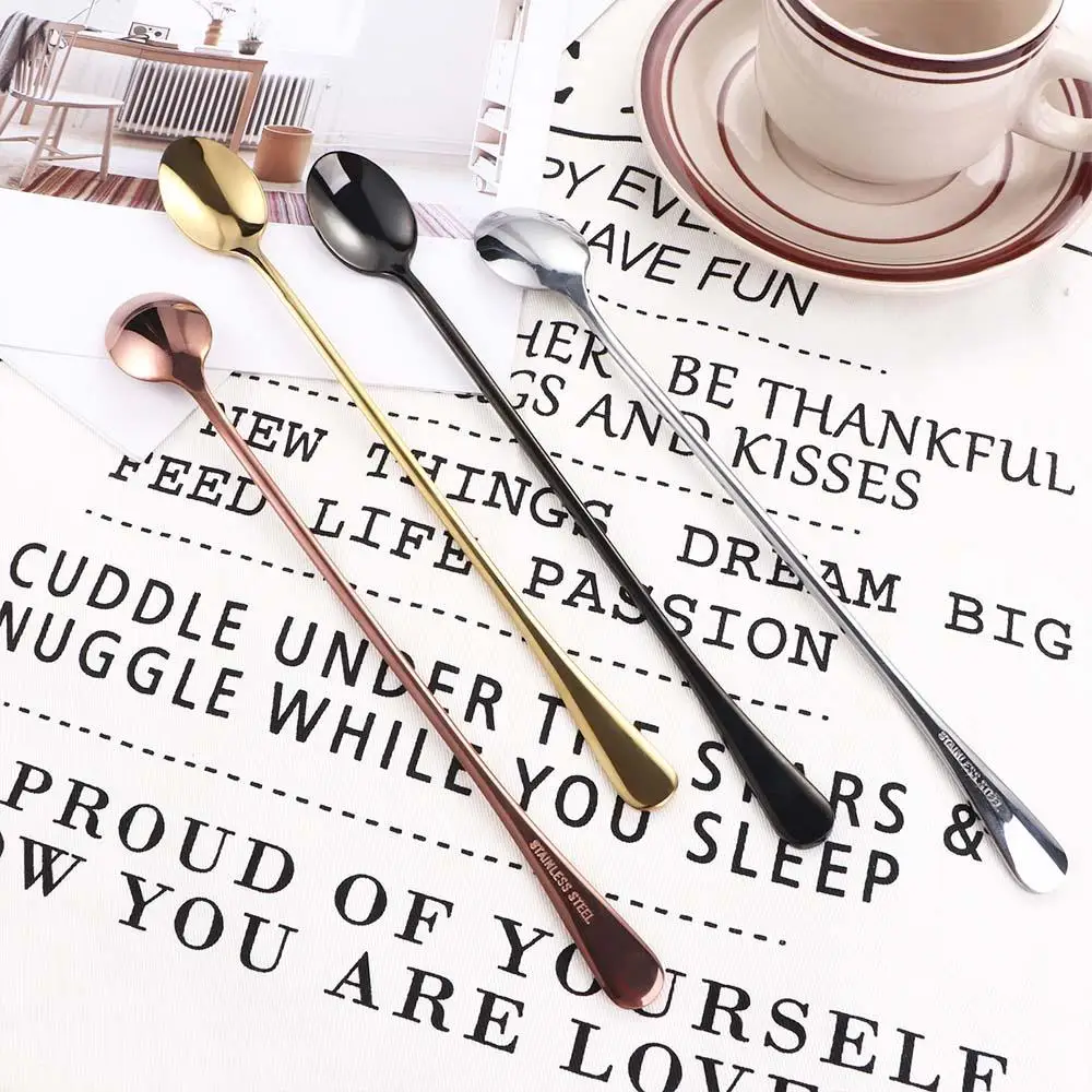 24cm Mixing Stainless Steel Home Kitchen Tools Long Handle Spoon Ice Cream Spoon Coffee Spoon Teaspoons
