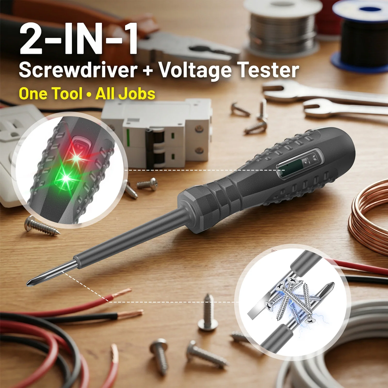 2Pcs 2 in 1 Voltage Tester Screwdriver Set Electric Voltage Detector Pen Magnetic Slotted Cross Screwdriver Circuit Detector
