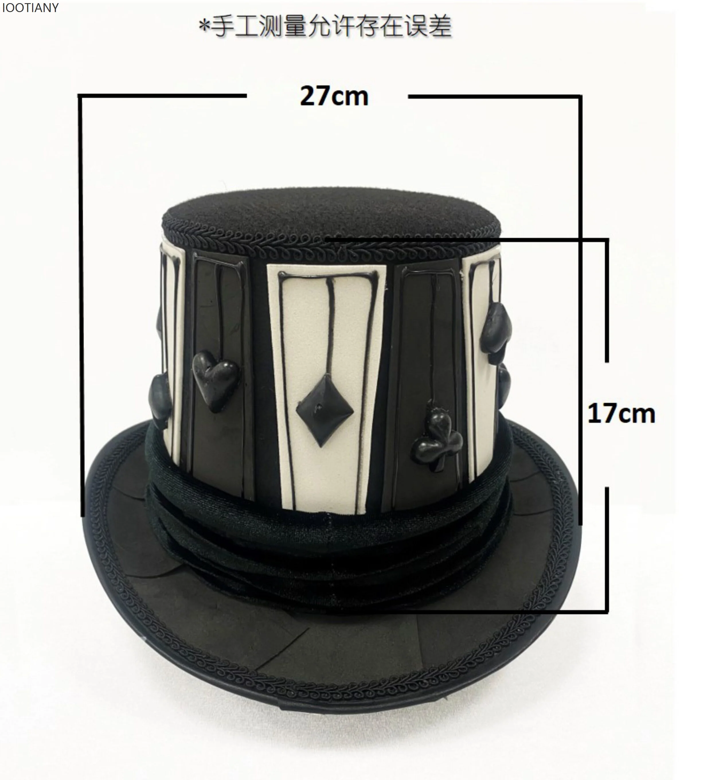 Gothic Black White Poker Pattern Top Hat Playing Card Symbols Magician Hats Vintage Steampunk Tall Cosplay Headwear Accessory 6