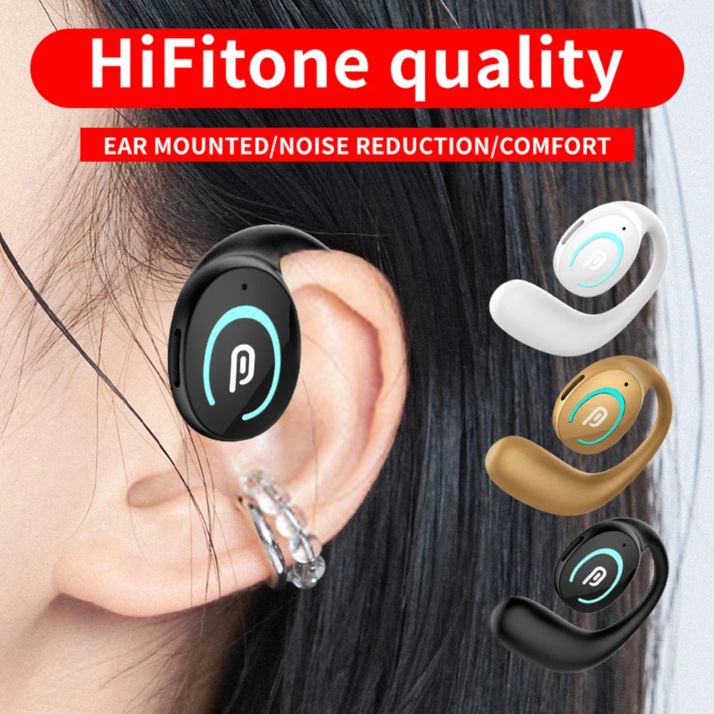 Single Ear-Hook Bluetooth Sport Headset HiFi Stereo Noise Reducing Earphones Business Handsfree Headphone With Mic