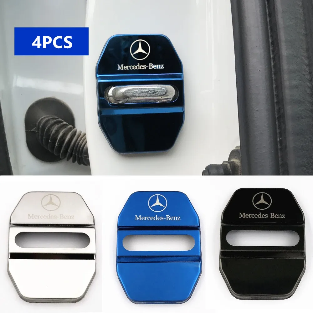 Car Door Lock Covers sticker for Mercedes Benz W203 W204 W212 C200L GLC GLK CLA GLA Accessories Key Rings