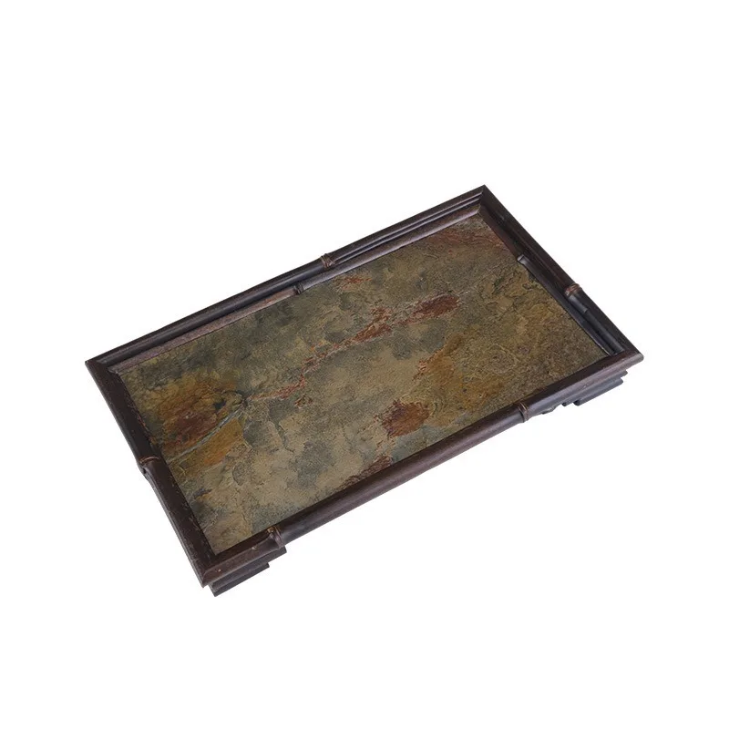 Super praise retro purple bamboo rock bamboo tea tray dry brewing tea table Chinese zen tea set storage tray coaster