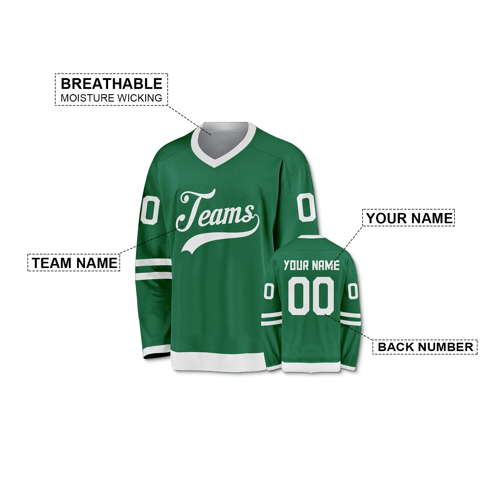 Aangepaste ijshockey jersey voor vrouwen gepersonaliseerde gedrukte teamnaam nummer jerseys v-hals lange mouwen sportkleding fans cadeau s-2xl