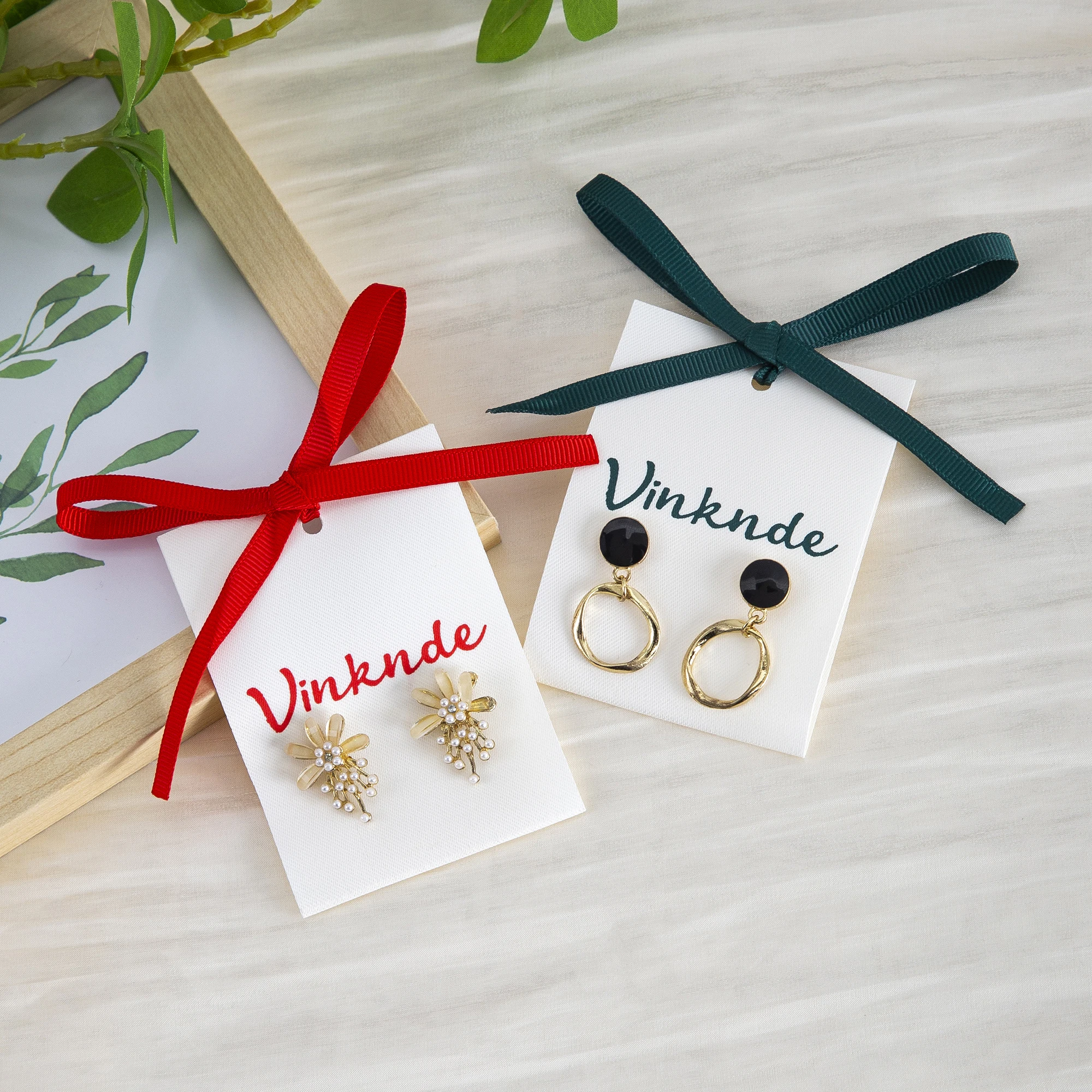 

50/100Pcs Custom Earring Necklace Card With Your Logo Cotton Canvas Favor Tags For Small Business Jewelry Packaging Hanging Card