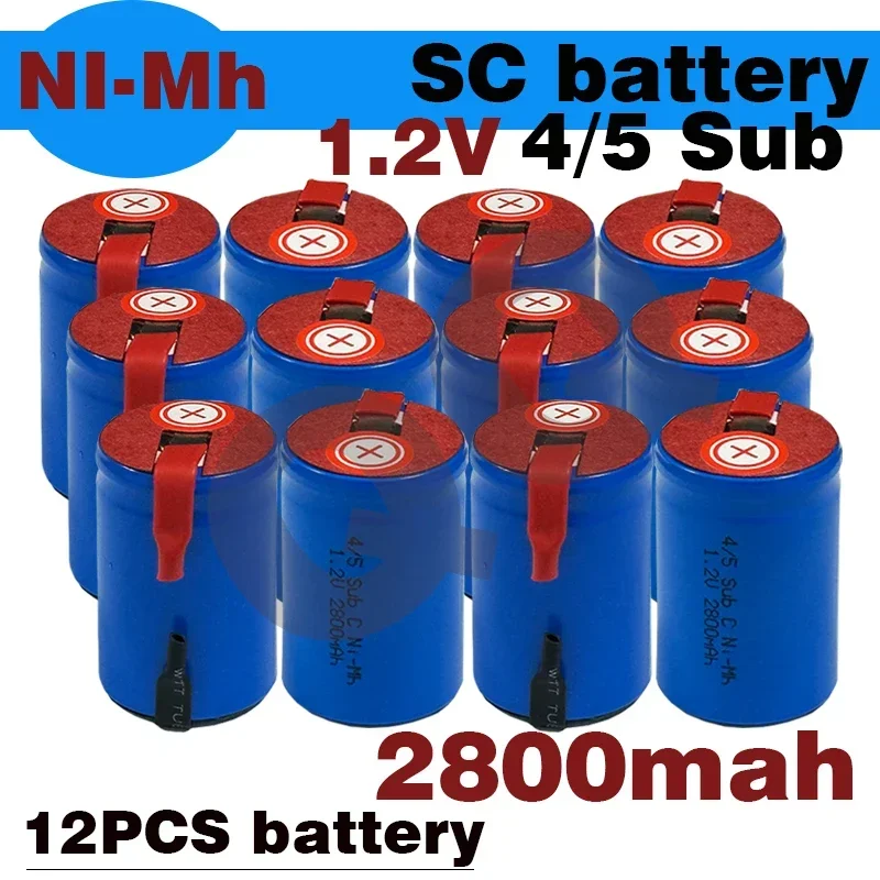 New Screwdriver Electric Drill SC Batteries 1.2V 2800mAh Sub C Ni-Cd Rechargeable Battey with Tab Power Tool NiCd SUBC Cells