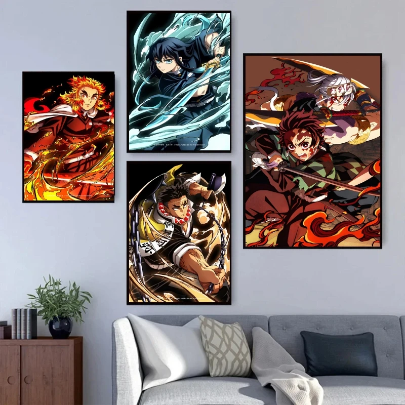 

Demon Slayer Kamado Tanjirou Canvas Artwork Painting Picture Wall Stickers Comics Pictures Living Room Classic