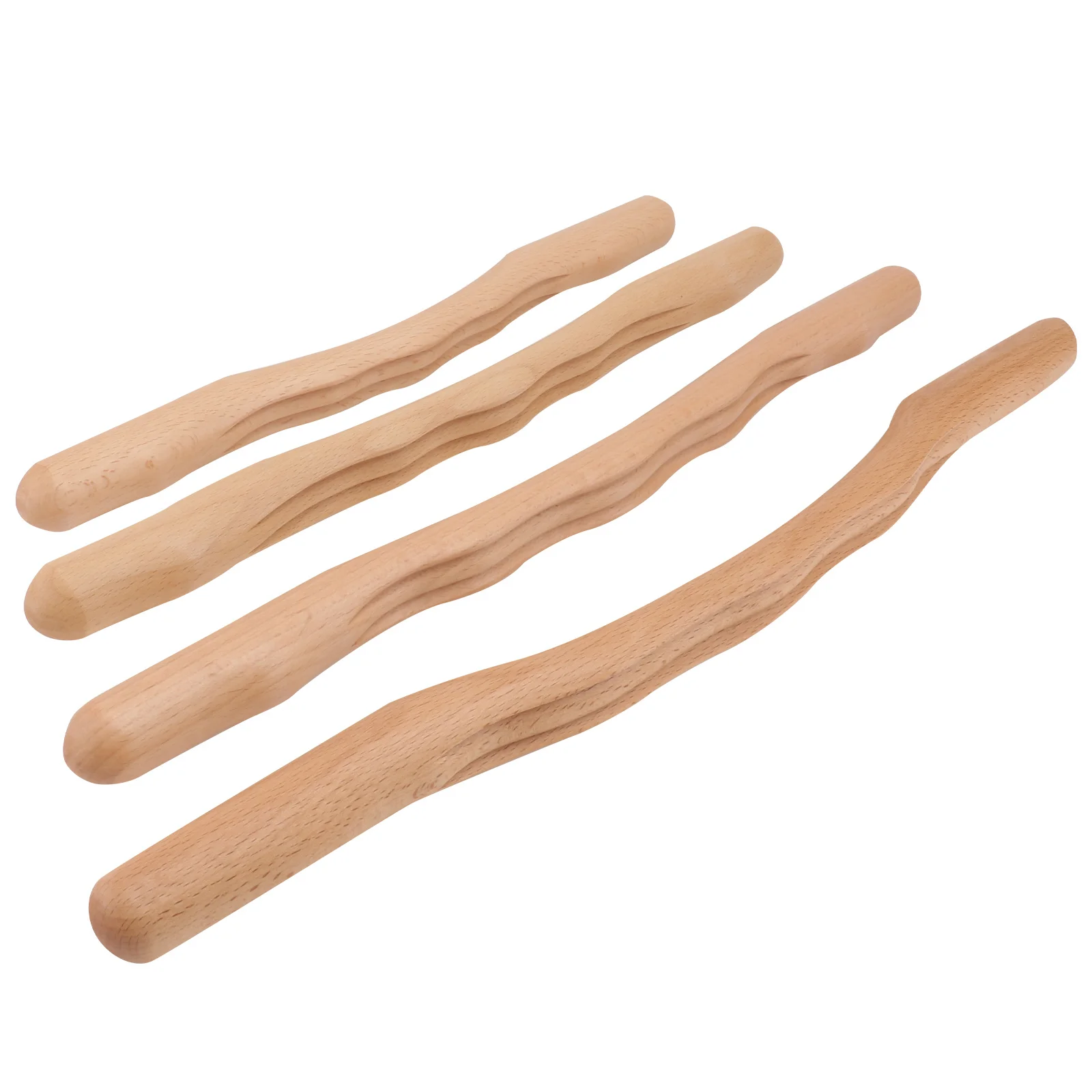 Barras de masaje de madera de primera calidad, palo de madera Guasha para raspar el cuerpo, masaje de pies, espalda, hombros, cuello, belleza portátil, 4 Uds.