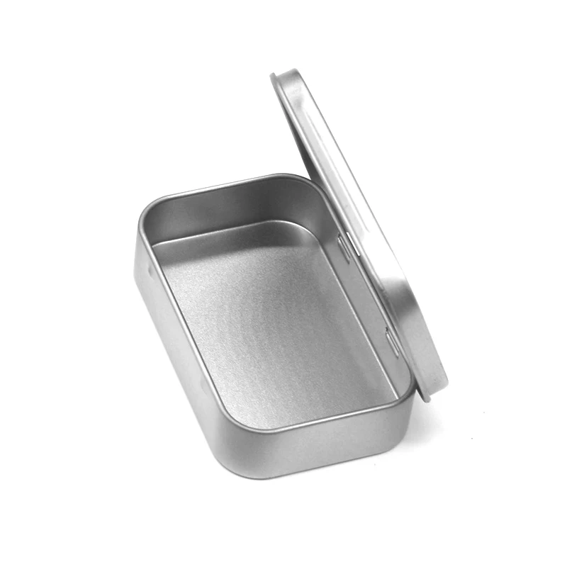 New! Metal Rectangular Empty Mini Tin Box Tinplate Push Candy Pill Cases Bins Jar Hinged Containers Small Organizer Storage Box