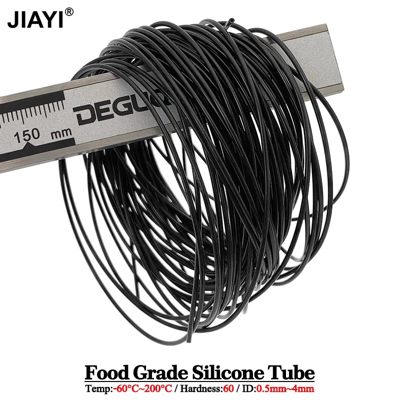 

5-метровый пищевой черный силиконовый резиновый шланг, капиллярная труба ID 0,5 0,6 0,7 0,8 0,9 1 2 3 4 5 мм Гибкая нетоксичная силиконовая трубка
