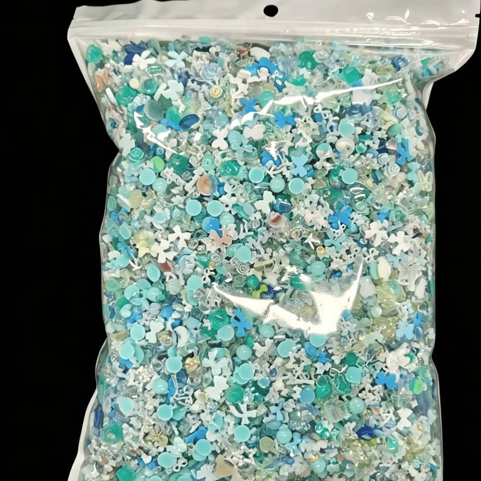 1KG Bulk Blue‑Green Mixed Flatback Resin Charms For Nail Art DIY Phone Case Handmade Craft Decoration