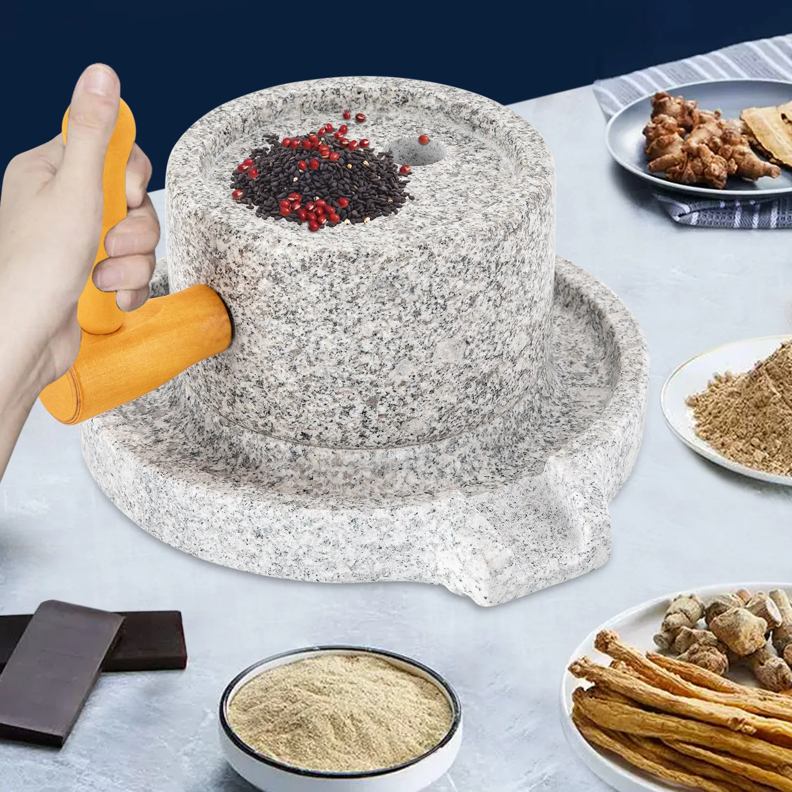 

Ручная мельница для зерна, мельница для камня ручной работы из натурального гранита/измельчитель для камней