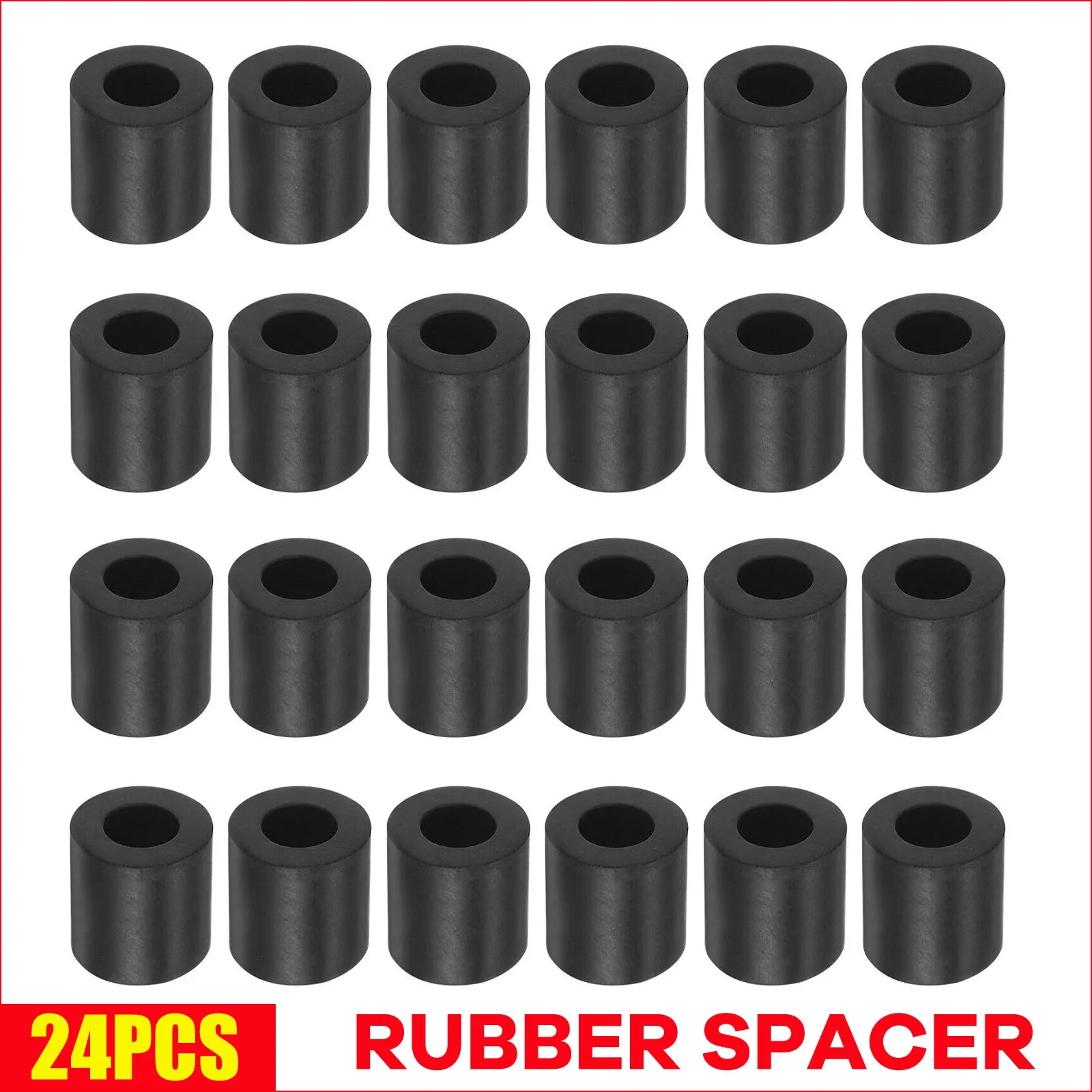 24pcs Rubber Spacer 10mm x 20mm x 20mm Anti Vibration Rubber Thick Black Spacer DIY Knife Sheath Holster Washer Spare Parts