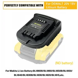 Battery Adapter MT20DL fit for Makita18V Li-ion Battery BL1850/ BL1840 BL1830 Convert to For Dewalt 18V 20V Power Tools