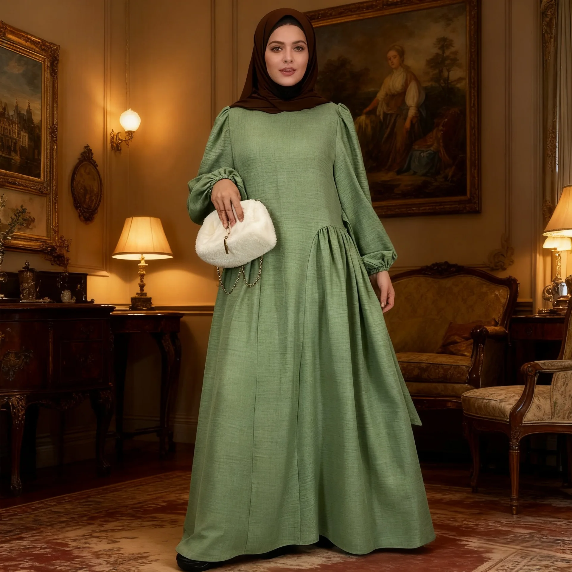 Eid Dress Abaya Women Modest Dresses Lace Up Muslim Jalabiya Dubai Abayas Kaftan Islam Vestidos Ramadan Morocco Maxi Gown 4