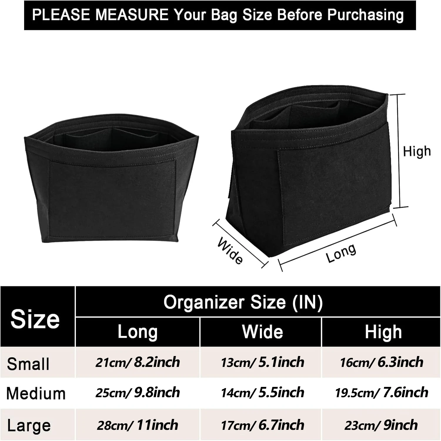Felt Purse Organizer Insert for Longchamp Le Pliage Handbag Insert