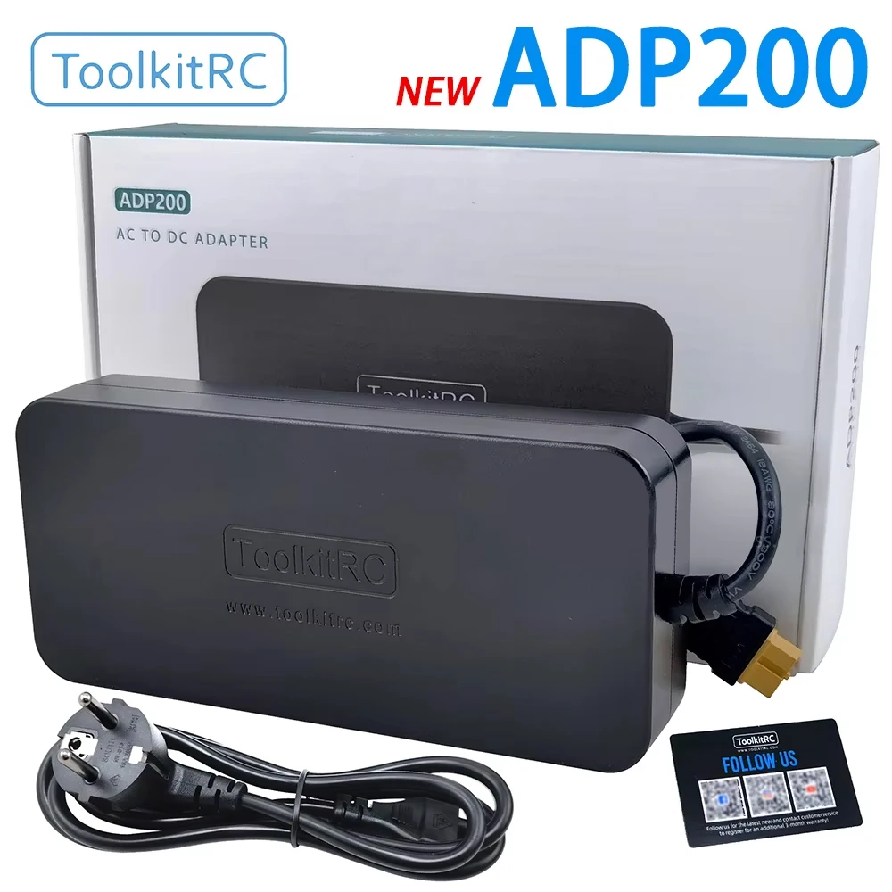 ToolkitRC ADP200 V2 Netzteil 200W DC 19,5V 10,3A XT60 Ausgang Modellauto-Zubehör Geeignet für Ladegeräte M6D M8P M7 M9