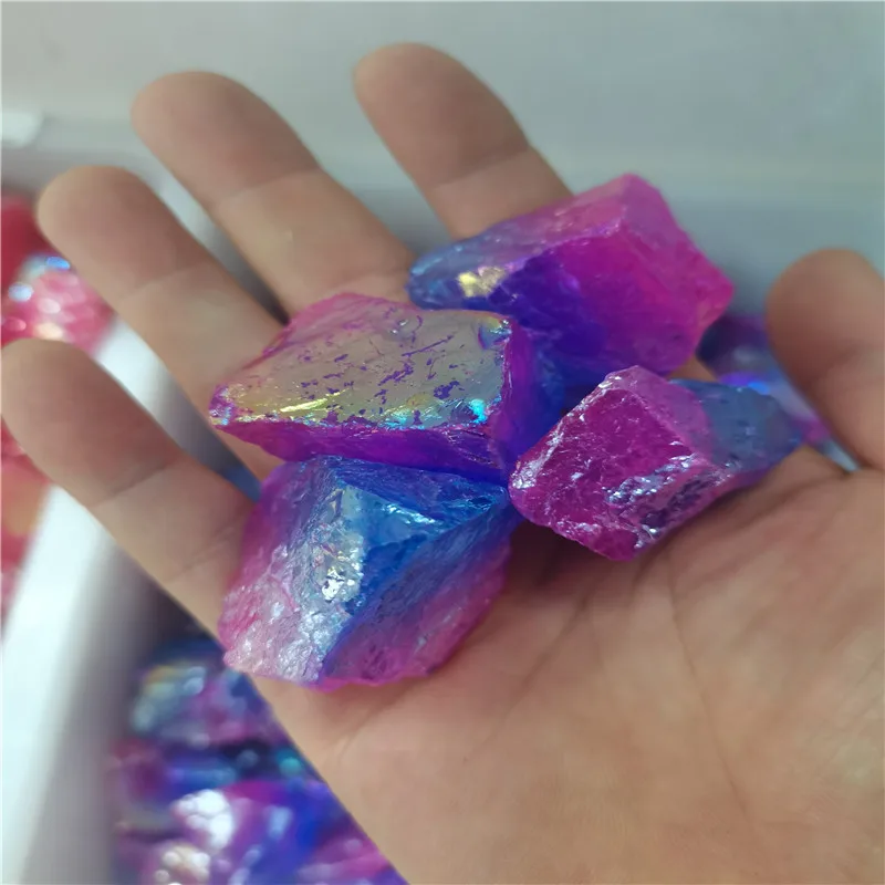 1000g Natural crystal multi-color electroplated crystal mineral home decoration