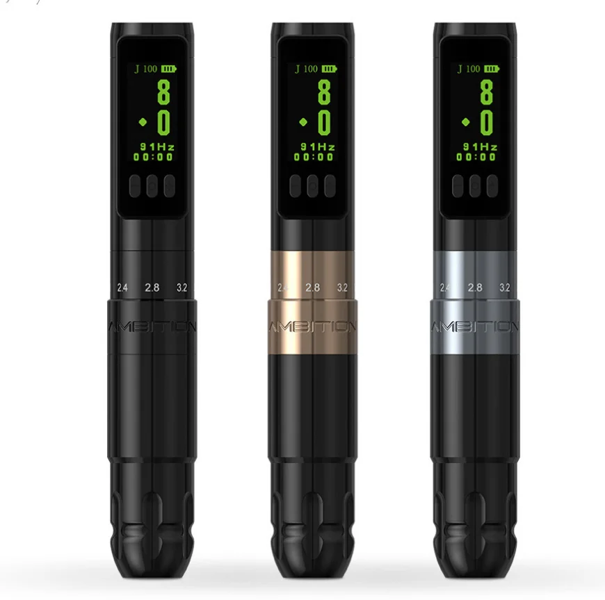 

Полный комплект: Регулируемая по ходу движения толкателем тату-машинка (перо) для полуперманентного татуажа, беспроводная роторная тату-машинка