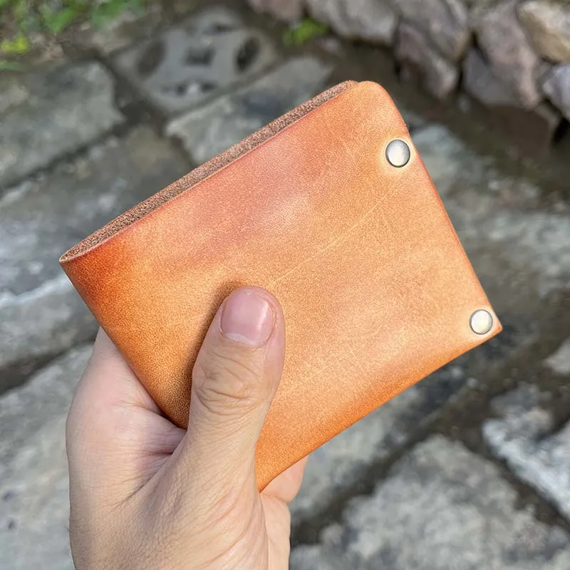 Handmade Genuine Leather Mens Wallet Designer Simple Style Minimalist Wallet Bifold Walet