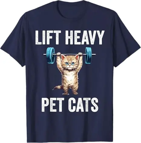 Lustiges Gym-Katzen-Grafik-T-Shirt für Gewichtheben und Kreuzheben, Pump-Kätzchen, Feline Fitness, Comics-Grafik, Herrenbekleidung, Neuartiges Geschenk – Detail 11