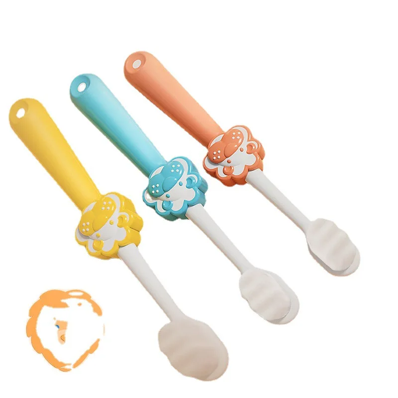 Cartoon Childrens Toothbrush Bamboo Charcoal Soft Hair  Silicone Cute Cleaning Teeth Brushing Short Handle Toothbrush Set