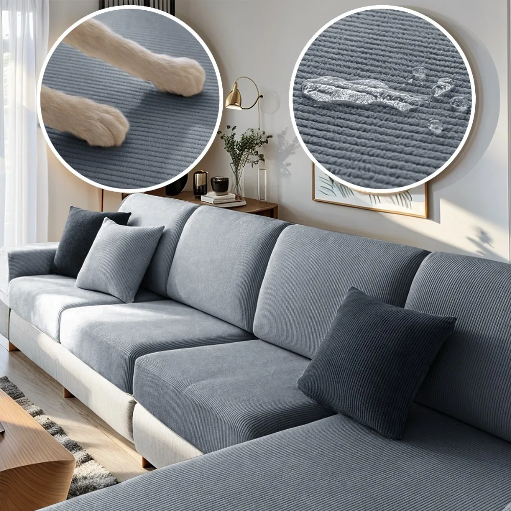 Waterproof Jacquard Sofa Seat Cushion Cover Stretch Cat‑Scratch Resistant Sofa Slipcover 1/2/3seat Sofa Cover for Home Decor