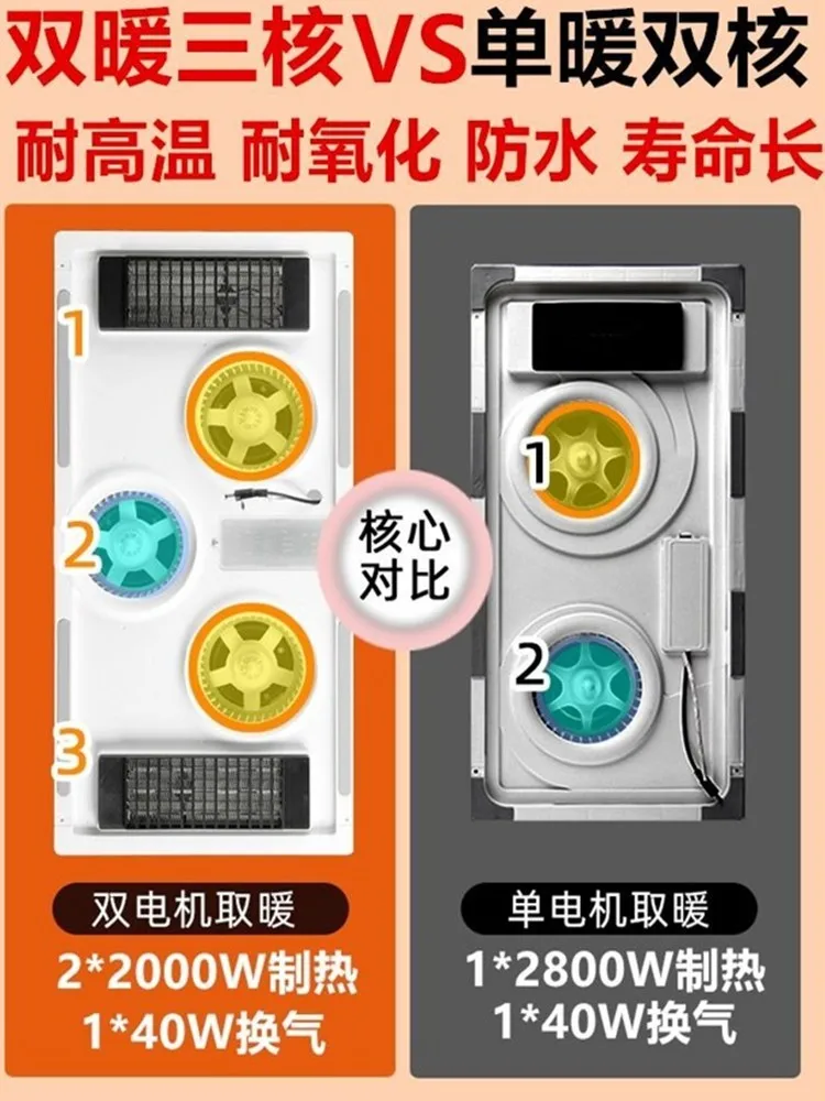 Aquecimento de ar do banheiro teto integrado cinco em um iluminação de exaustão do banheiro aquecedor integrado