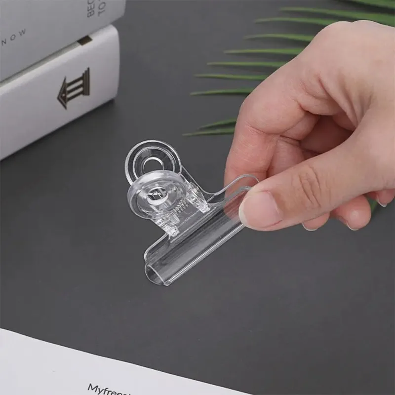 Multi-Size Clear Acrylic Long Tail Clips 22-50mm Metal Plated Dovetail Clips, Reusable Food-Safe Sealing for Bags/Documents