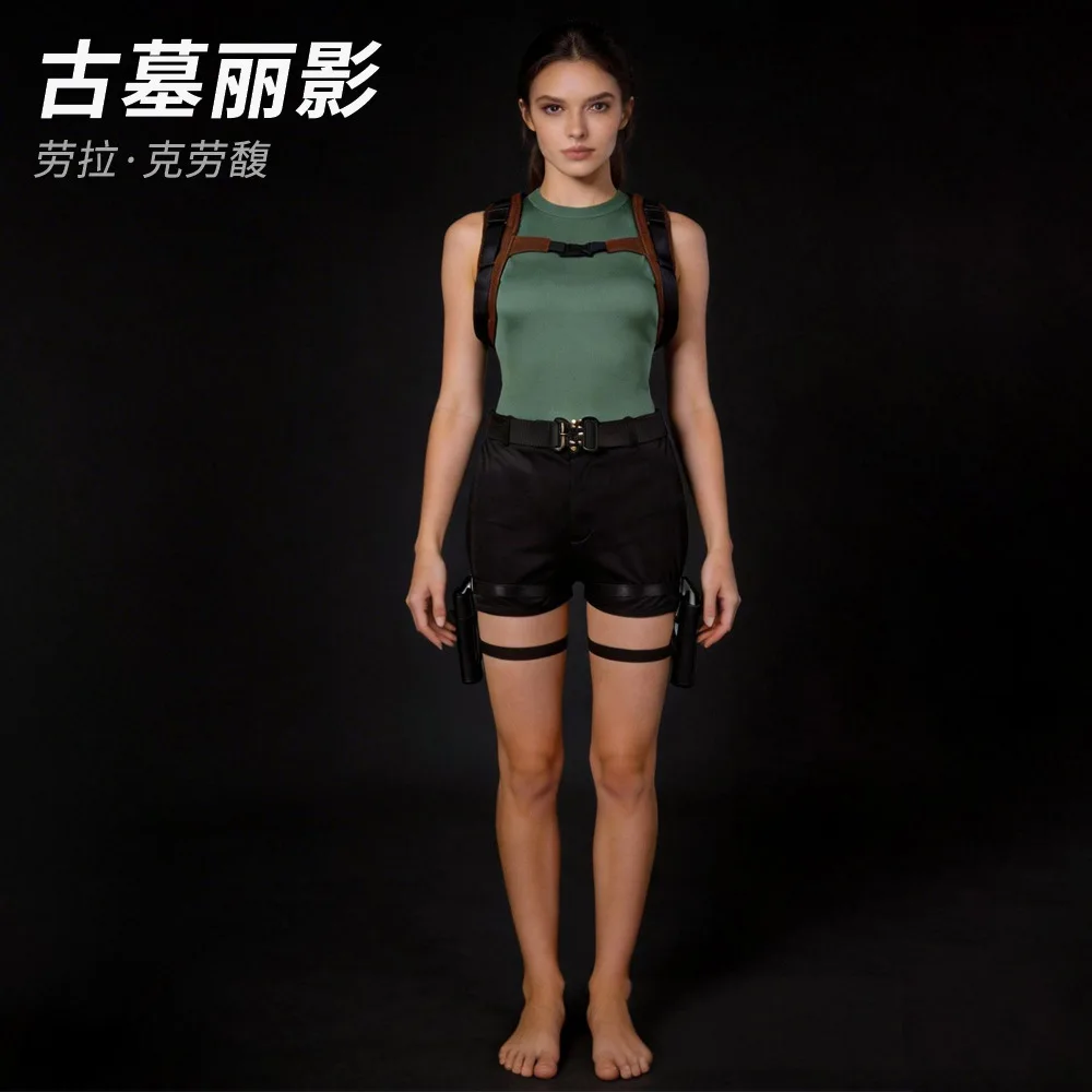 Nuevo Disfraz de Cosplay de Halloween de Delta Force - Atuendo de Actuación Escénica de Lara Croft con Skin Dorado de Luna Tomb Raider (Collaboración)