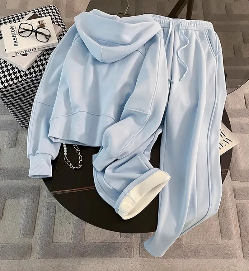 Frauen Laufsport-Set Fleece Strickjacke Mit Kapuze Sweatshirt Zwei Stück Set Trainingsanzug Gym Fitness Jogging Outdoor Training Sets – Detail 14