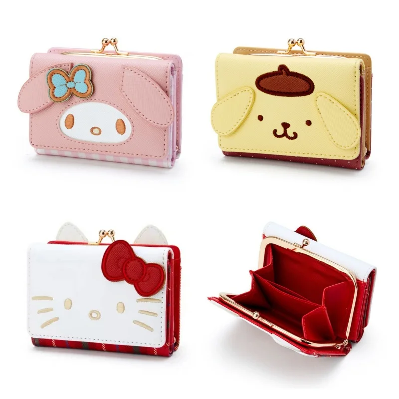 

Женский клатч Hello Kitty Cinnamoroll Kawaii, кошелек из искусственной кожи, брелки My Melody Girl, кошелек для монет Kuromi, сумка для карт