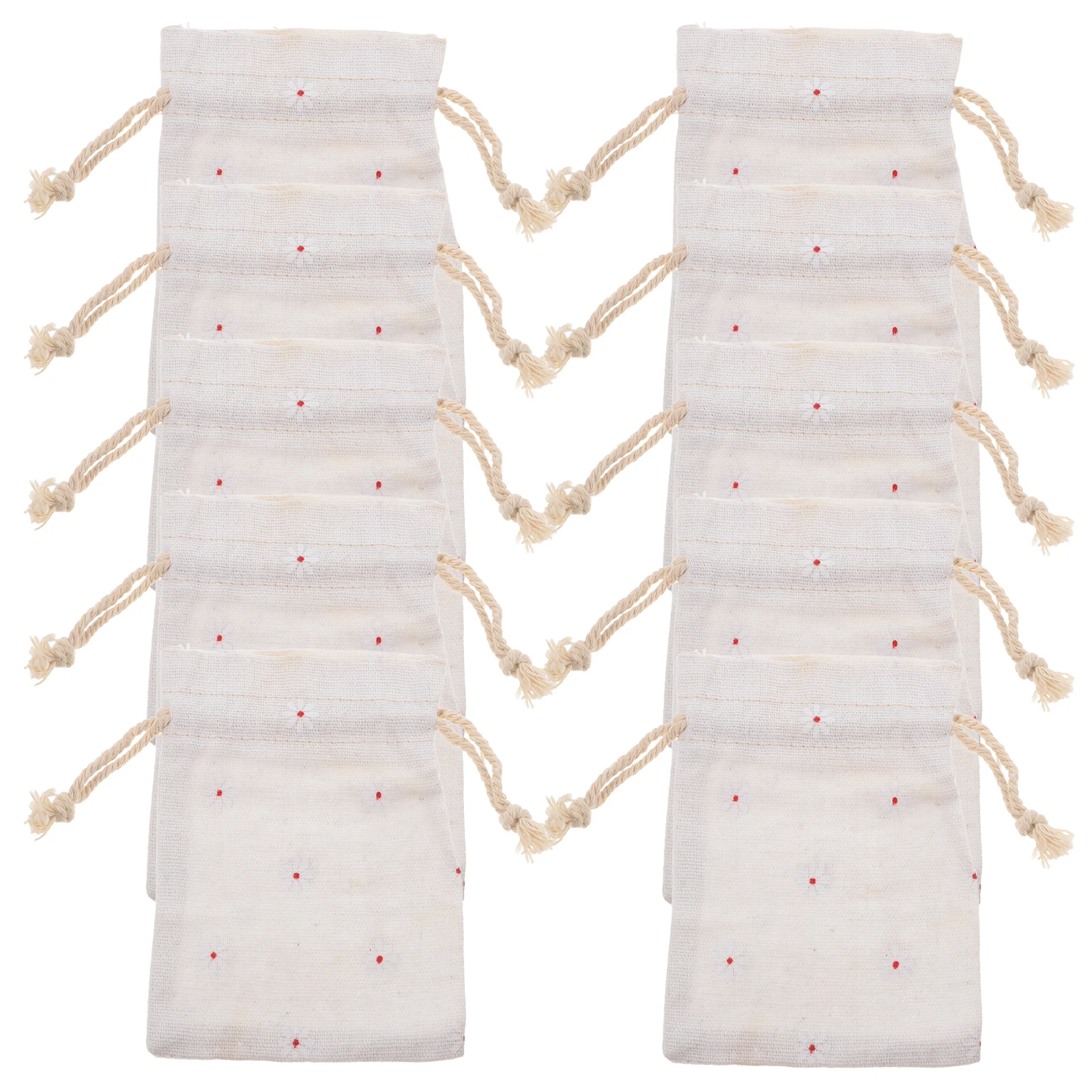 

20pcs Gift Pouches Lightweight Linen Drawstring Bags Small Size Jewelry Cosmetics Sachet Holiday Wedding White Floral Burlap