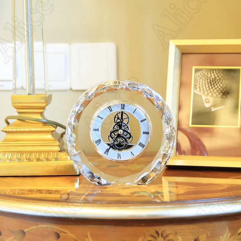 

European Crystal Desk Clock Nordic Creative Bedroom Desktop Digital Clock Ornament Study Living Room Decoration Home Accessories