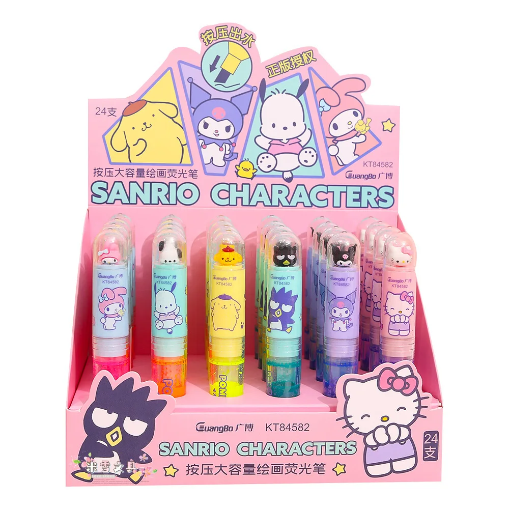 Genuine Sanrio Liquid Cartoon Highlighter With High Appearance Level Creative Color Emphasis Lineation Marker Pen Student Gifts