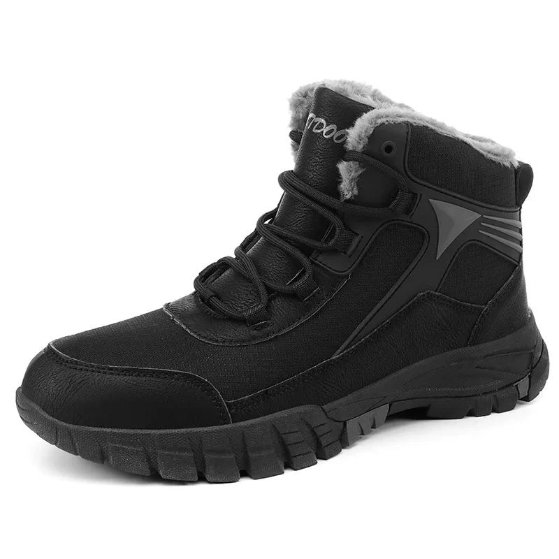 

Men's Outdoor Mountaineering Warm Plush Shoes Snow High Top Tourism Camping Ankle Boots Fashion Large Anti Slip Durable Sneaker