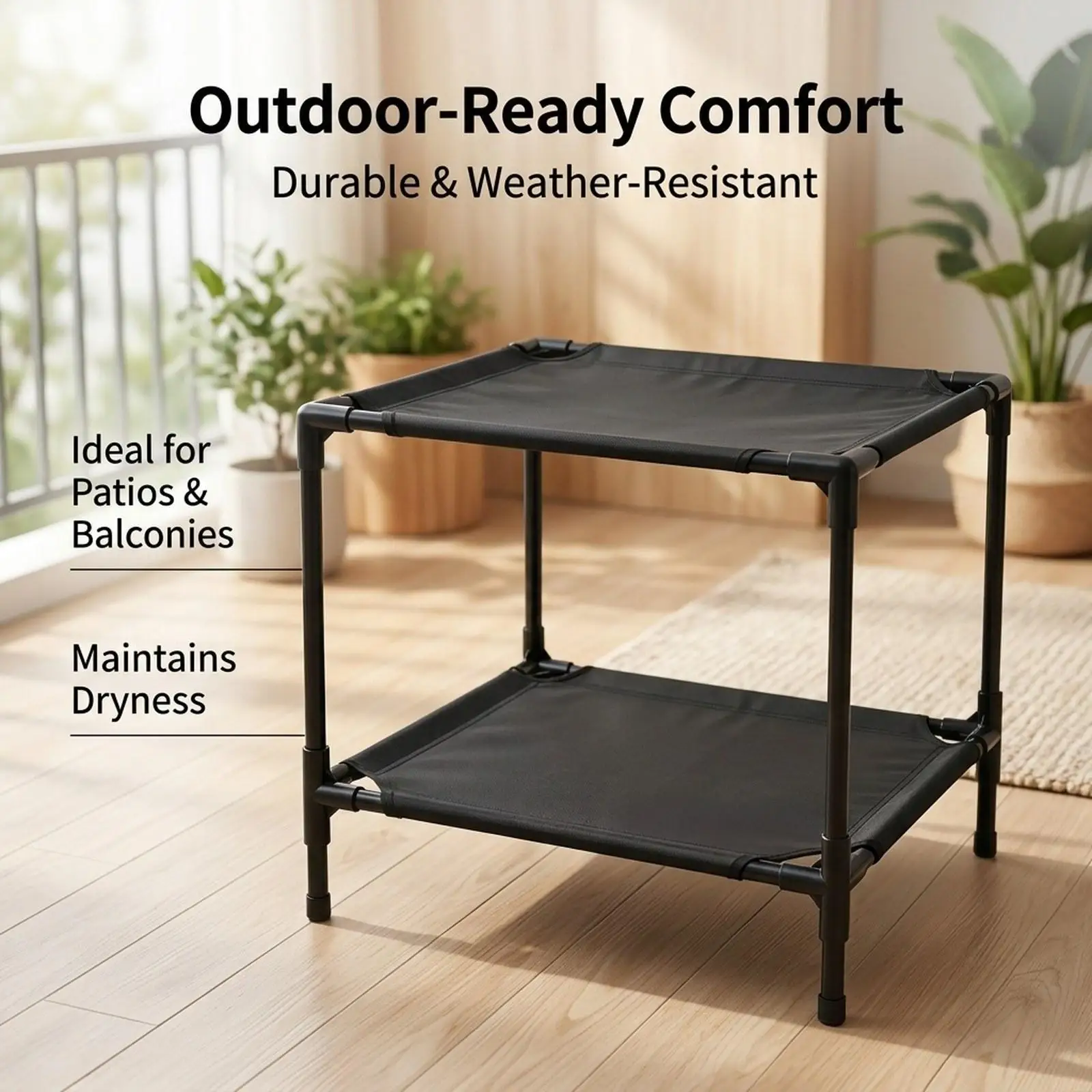 Elevated Double Pet Bed Two Levels Easy Clean Removable Washable Bunk Frame for Window Lounger Cat Dog view 2