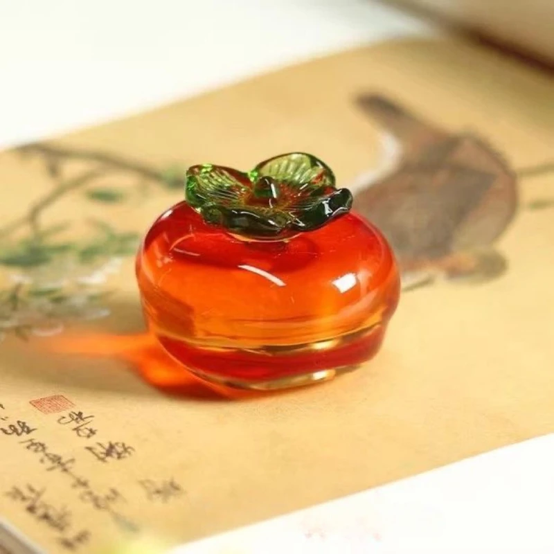 

Paperweights 120g Crystal Glass Pumpkin Persimmon Pisa Papeles Chinese Painting Calligraphy Paperweights Peanut Brush Pen Rest