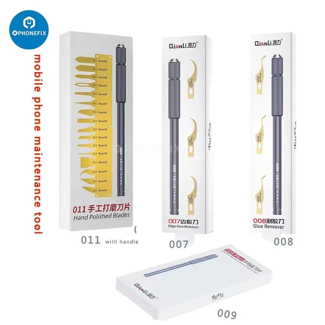 Qianli 007 008 009 011 Kaigexin KGX-D11A Nóż do usuwania kleju Czarny metalowy nóż do skalpela Ostrza Skrobak do układów scalonych iPhone CPU PCB