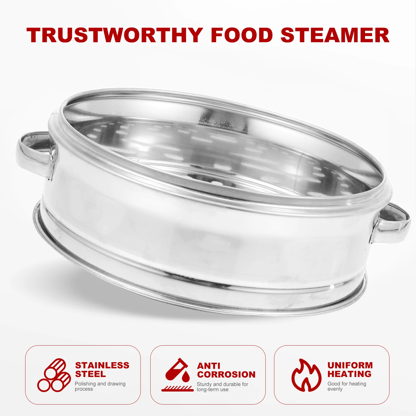 

Stainless Steel Steaming Basket Heavy Duty Food Steamer for Buns Fish Corn Potatoes Even Heat Distribution Dishwasher Safe