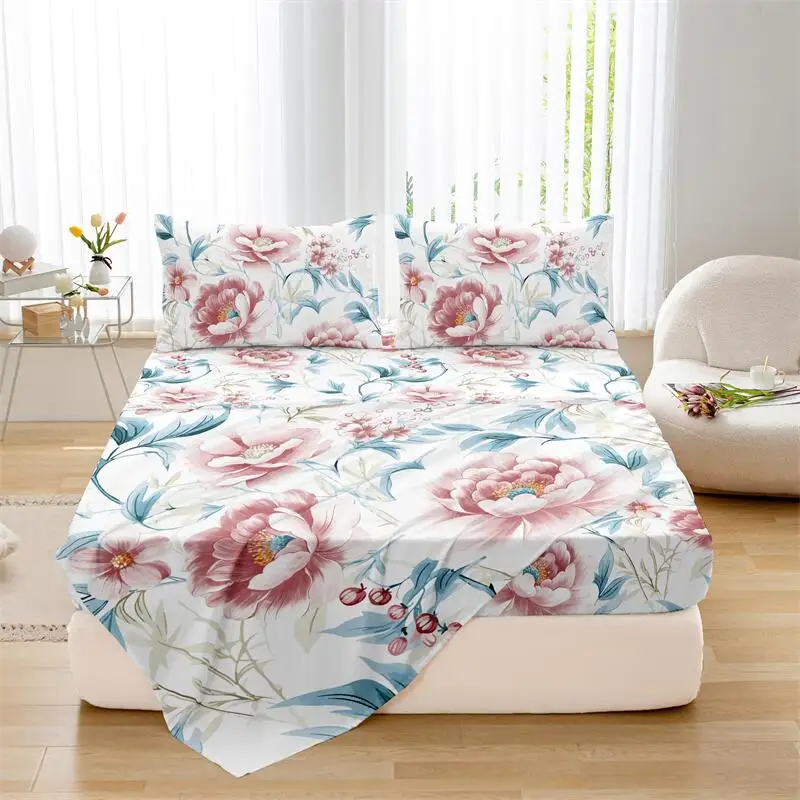 Floral Style Flat Sheet 230x230cm All-Season Soft Brushed Bedding Comfortable Touch Fabric Design Sheet Bed cover  No Pillowcase