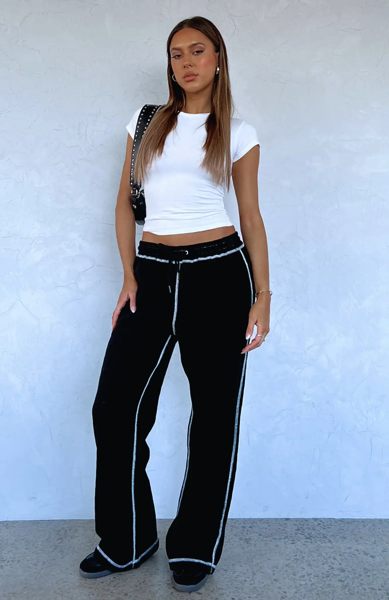 Women'S High-Waisted Trousers With Line Patterns Slim-Fit Trousers  Spring and Autumn Casual Sports Casual Trousers