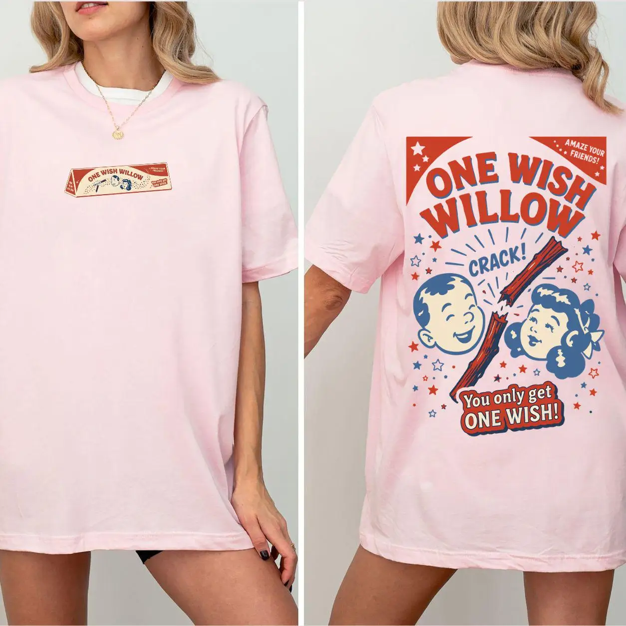 Horror Movie Graphic Tshirt Obsession Shirt Novelty Retro Comic One Wish Willow Double-Sided T-Shirt Cream Shirts for Women Tops