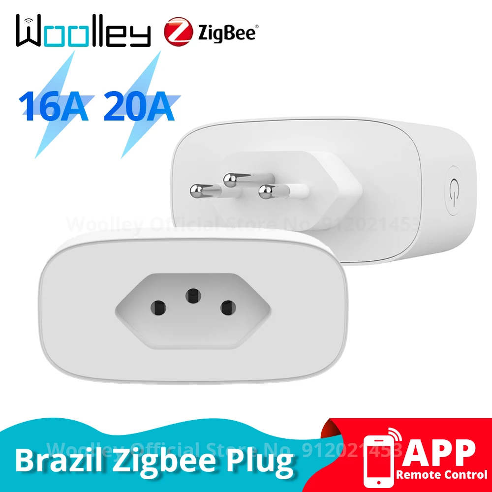 16A/20A Zigbee Smart Plug Brazil Standard with Power Monitor, Brasil Inteligente Socket Remote Outlet for Google Home Alexa