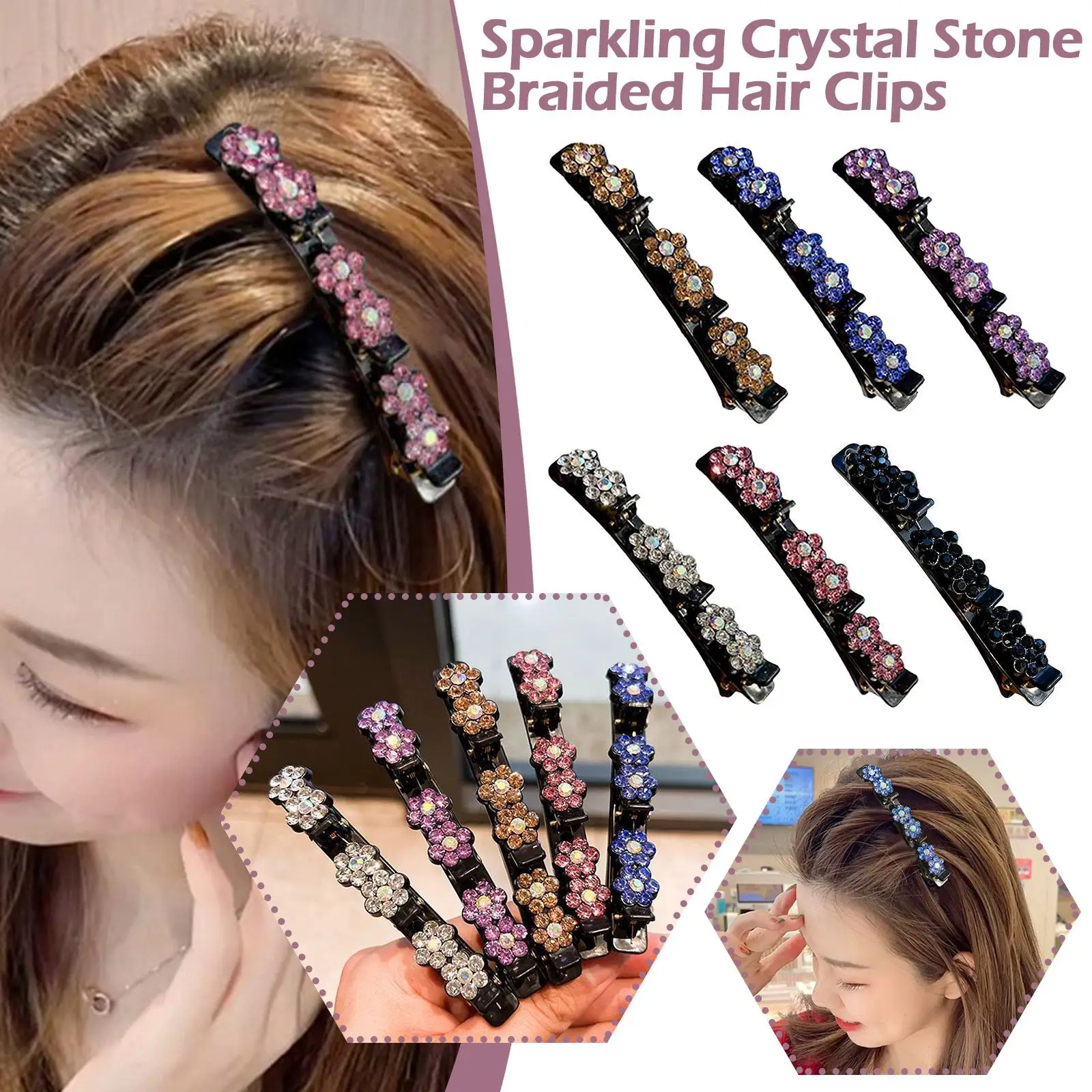 Fashion Women Pearls Flower Braid Hairpins Bangs Hold Sweet Clips Accessories Elegant Hair Headband Barrettes Hair Decorate T2V4