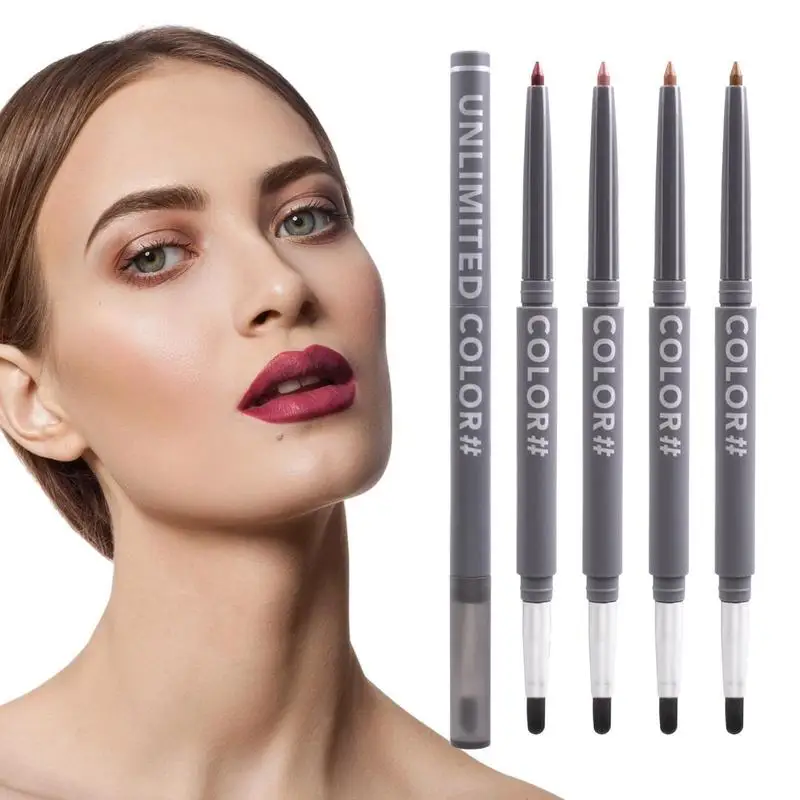 Dubbel Uiteinde Lipliner 4 Stuks Hoge Gepigmenteerde Fluweelachtige Matte Lipliner Met Dubbele Kop Gepigmenteerde Lip Liner Make-Up Cadeausets Voor Vrouwen